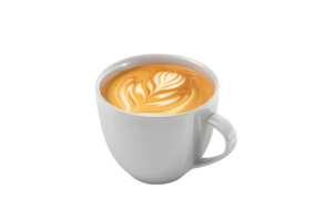 Cup of coffee with latte art. Isolated on transparent background png