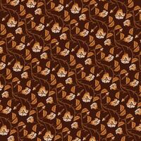 SEAMLESS PATTERN OF LEAVES AND FLOWERS vector