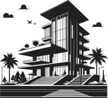 Modern Corporate Tall Building silhouette illustration isolated on a white background vector