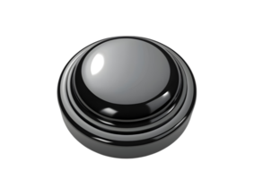 Black and white 3D button, digital render. Isolated on transparent background png
