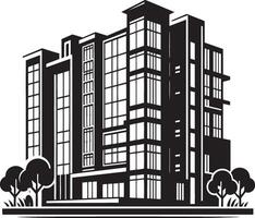 Modern Corporate Tall Building silhouette illustration isolated on a white background vector