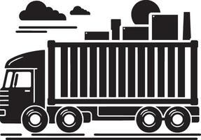 Container truck silhouette illustration isolated on a white background vector
