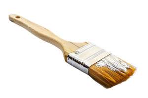 Close-up of a Paintbrush with Wooden Handle. Isolated on transparent background png