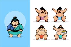 A cartoon illustration of a funny sumo vector