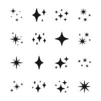 futuristic sparkle icons collection. Set of star shapes. Abstract cool shine effect sign vector