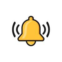 Golden notification bells in flat style for an alarm clock attention alert signal new vector