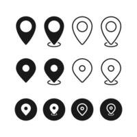 Location marker icons. Flat, red, set of location markers vector
