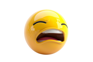 3D Yellow Emoji Crying with Sadness. Isolated on transparent background png
