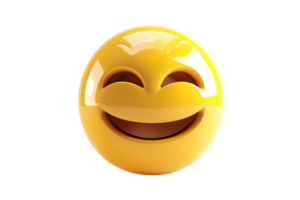 Happy emoji emoticon 3D render. Isolated on transparent background png