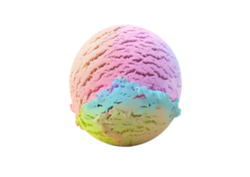 Close-up of a colorful ice cream scoop. Isolated on transparent background png