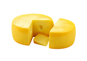 Large block of Swiss cheese with visible holes. Isolated on a transparent background png