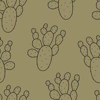 Seamless pattern with cactuses. Hand drawn illustration. vector