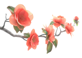 Delicate Peach Flowers on a Branch. Isolated on transparent background png