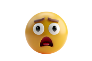 3D Emoji with Fearful Expression. Isolated on transparent background png