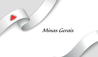 Curved ribbon with fllag of Minas Gerais is a state of Brazil on white background vector