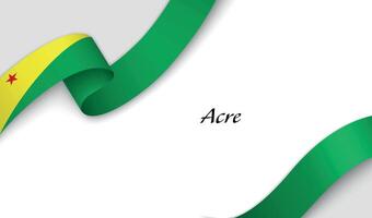 Curved ribbon with fllag of Acre is a state of Brazil on white background vector