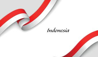 Curved ribbon with fllag of Indonesia on white background vector