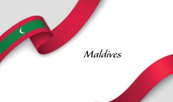 Curved ribbon with fllag of Maldives on white background vector