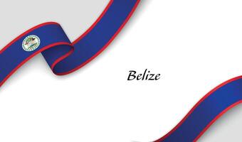Curved ribbon with fllag of Belize on white background vector