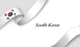 Curved ribbon with fllag of South Korea on white background vector