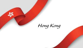 Curved ribbon with fllag of Hong Kong on white background vector