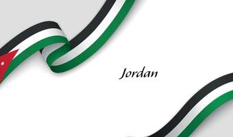 Curved ribbon with fllag of Jordan on white background vector