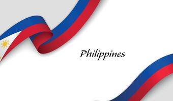 Curved ribbon with fllag of Philippines on white background vector
