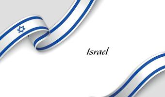 Curved ribbon with fllag of Israel on white background vector