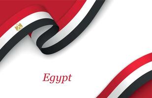 Ribbon with fllag of Egypt on white background vector