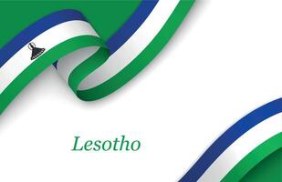 Ribbon with fllag of Lesotho on white background vector