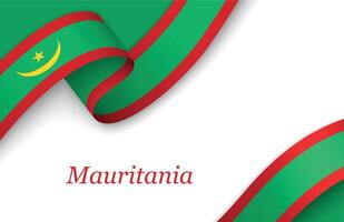 Ribbon with fllag of Mauritania on white background vector