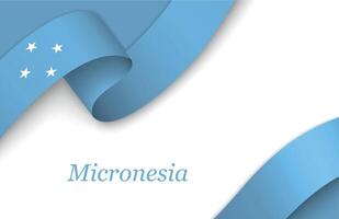 Ribbon with fllag of Micronesia on white background vector