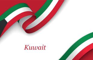 Ribbon with fllag of Kuwait on white background vector