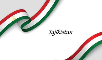 Curved ribbon with fllag of Tajikistan on white background vector
