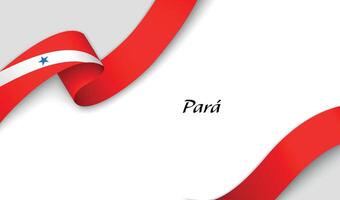 Curved ribbon with fllag of Para is a state of Brazil on white background vector
