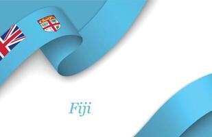 Ribbon with fllag of Fiji on white background vector