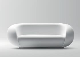 Modern Minimalist White Sofa on Gray Background vector