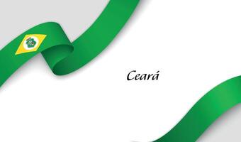 Curved ribbon with fllag of Ceara is a state of Brazil on white background vector