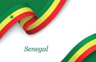 Ribbon with fllag of Senegal on white background vector