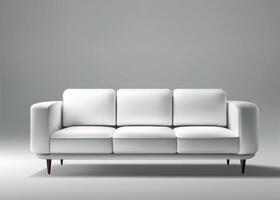 Modern White Sofa with Cushions on Gray Background vector