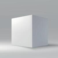 Simple White Cube on Gradient Gray Background vector