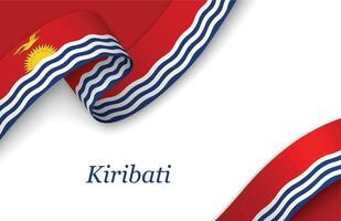 Ribbon with fllag of Kiribati on white background vector