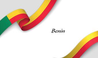 Curved ribbon with fllag of Benin on white background vector