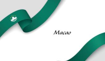 Curved ribbon with fllag of Macao on white background vector