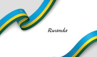 Curved ribbon with fllag of Rwanda on white background vector