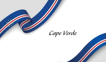 Curved ribbon with fllag of Cape Verde on white background vector