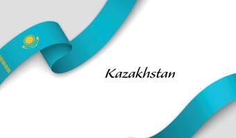 Ribbon with fllag of Kazakhstan on white background vector