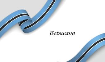 Curved ribbon with fllag of Botswana on white background vector