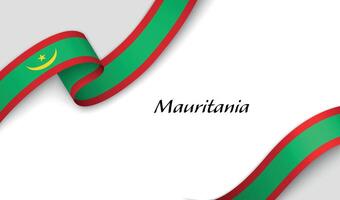 Curved ribbon with fllag of Mauritania on white background vector
