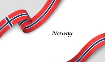Ribbon with fllag of Norway on white background vector